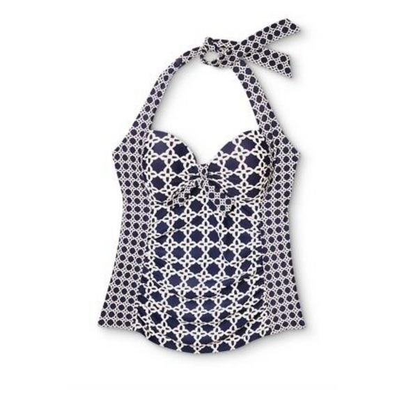 Merona Other - Merona Navy Halter Shirred Tankini Top Swimwear Women's X Large